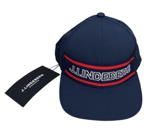 J. Lindeberg Golf Dale Spell-Out Mütze marineblau rot weiß belüftet Größe L/XL - NEU Neu mit Etikett - Bild 1 von 3