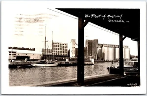Postcard RPPC Midland Ontario c1951 Port View Elevators Boats by J. W. Bald - Picture 1 of 2