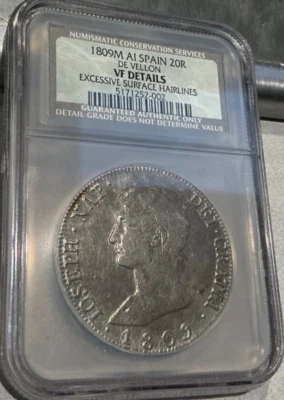 Spain 20 reales 1809 M AI, NGC VF DETAIS, "King Joseph Napoleon (1808 - 1813)" - Image 1 of 2