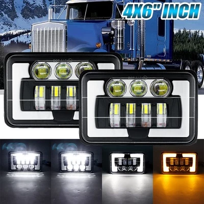 Faros LED DRL de haz alto/bajo de 4x6" para Chevrolet R2500 Suburban 1989-1991 2 piezas Foto 1 de 4