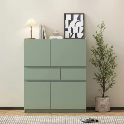 Green Wooden Storage Cabinet: 4 Doors, 2 Drawers - Organize Your Home - Image 1 of 4
