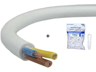 Stromkabel Rundkabel H03VV-F OMY 3x0,75 mm2 300V 2-100M Schnellmontagehalterung - Bild 1 von 4