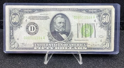 1934 $50 Federal Reserve Note, Cleveland, Ohio Lime Green Z71 - Image 1 of 2