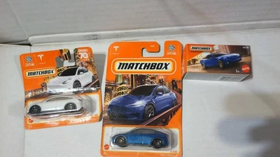 Matchbox Tesla Model Y & S Lot 3 Cars Power Grab Mainline Shortcard 2025 - Image 1 of 4