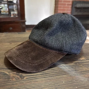 Vintage Stetson One Size Made in USA Baseball Cap Grey Wool Suede Brim Hat RARE - Picture 1 of 9