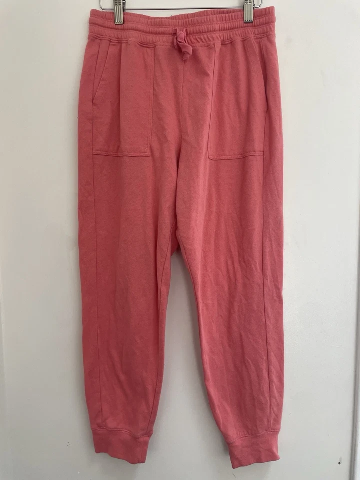 Calça jogger feminina esplêndida rosa liso poliéster macio algodão cintura ajustável M - Imagem 1 de 4
