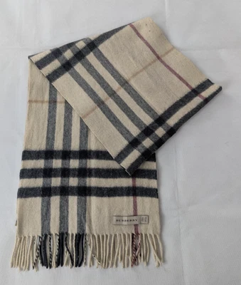 Bufanda Burberry Cashmere Check | Unisex Marfil | Auténtica | Aspecto vintage raro. Foto 1 de 4