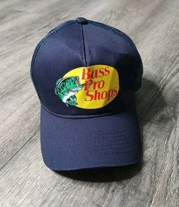 Bass Pro Shops Hat Cap Blue Outdoor Fishing Trucker Mesh Cap Adjustable SnapBack - Picture 1 of 9
