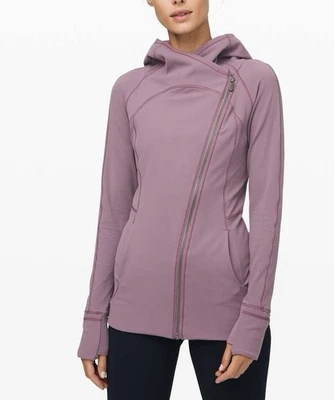 Chaqueta con Capucha Lululemon Para Mujer 6 Asimétrica Cremallera Completa Púrpura Cada Viaje Top Foto 1 de 4