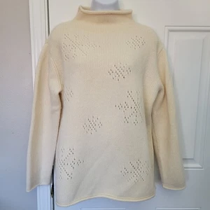 JONES NEW YORK Women’s Snowflake Sweater Cream Wool Angora Rabbit Size Medium  - Picture 1 of 8