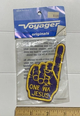 NIP Vintage One Way JESUS Hand Christian Embroidered Patch Badge AS-IS Error - Image 1 of 4