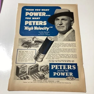 1950’s Peters High Velocity Ammunition Ads 11”x8”Outdoor Life Magazine (MP173) - Bild 1 von 3