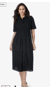 Jessica London Damen Kleid weiß Ösen Baumwolle Fee Mini Übergröße 20 W neu ohne Etikett - Bild 1 von 9