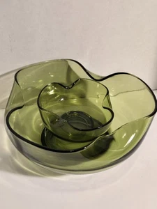 Vetro con ancoraggio verde vintage accento metà secolo moderno chip e tuffo - Foto 1 di 12