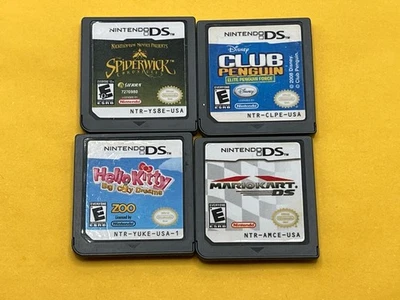 Nintendo DS Lot Mario Kart, Hello Kitty, Club Penguin, Spiderwick 4 Game Lot - Image 1 of 4