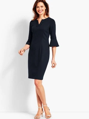 Vestido recto Talbots para mujer azul marino bordado manga campana 3/4 talla 14 $149 Foto 1 de 4