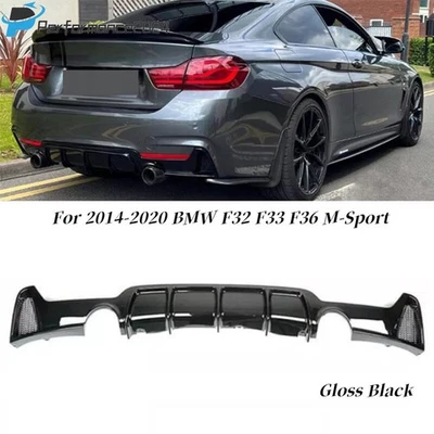 Gloss Black Rear Bumper Diffuser For 2014-2020 BMW F32 F33 F36 4 Series M Sport - Image 1 of 4