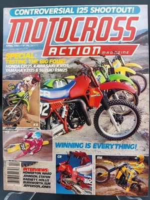 Motocross Action Apr 83 Shootout - Hon CR 125 Kaw KX 125 Yam YZ 125 & Suz RM 125 - Imagem 1 de 4