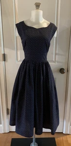 Modcloth Fabulous Fit And Flare Tulle Navy Blue 50s Rockabilly Dress Size 8 - Picture 1 of 13