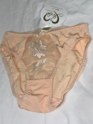 Bragas de colección Y2K Jolie panel transparente talla 5/S flor melocotón nailon Foto 1 de 4