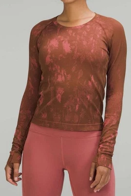 Camisa manga longa Lululemon Swiftly Tech comprimento corrida 2.0 marrom/rosa rosa tamanho 4 - Imagem 1 de 4