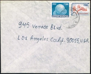 382 CUBIERTA DE CHILE A EE. UU. 1976 SELLO DE INODORO FÚTBOL SANTIAGO - BURBANK, CA - Imagen 1 de 2