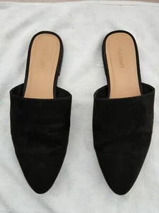 Old Navy Faux-Suede Black Mule Flat Slide with Pointy Toe Size 8 - Picture 1 of 23