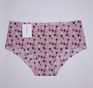 CALVIN KLEIN INVISIBLES HIPSTER BIKINI PANTIES PINK STARS POLKA DOTS S SMALL - Picture 1 of 2