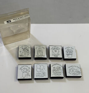 Stampin' Up! 1996 NICE 'N EASY NOTES Rubber Mounted Foam Stamp Set 8 Phrases