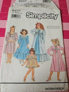 Vintage Simplicity Pattern 9937 Girls Nightgowns Baby Dolls Robes Sizes 7 to 14 - Picture 1 of 7