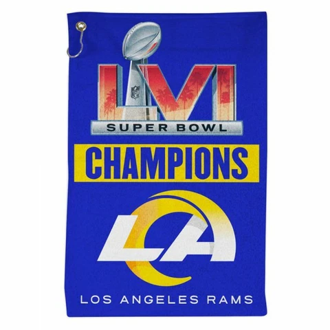 LOS ANGELES RAMS SUPER BOWL CHAMPS ALL-PURPOSE GOLF TOWEL 16"X25" HOOK GROMMET Cover