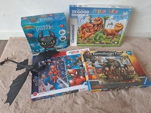 3 Puzzle 48-104 Teile plus Puzzleball Ohnezahn Spiderman Good Dinosaurier - Bild 1 von 5