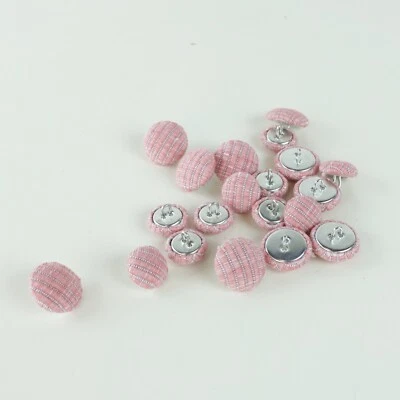 Pink Cotton Textured Stripe Upholstery Furnishing Loop Back Buttons in 17mm 21mm - Image 1 of 4