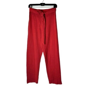 Pantalones LPA Mujer Medianos Rojo Gasa Algodón Elástico Corbata Cintura Alto Cónico - Imagen 1 de 7