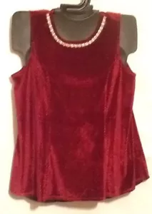 Dressbarn Woman Faux Velour Top BURGUND ärmellos Schmucksteinen besetzt 1X 2X 3X Urlaub neu - Bild 1 von 12