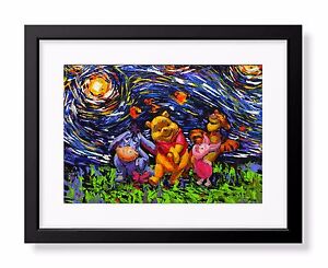 Vincent Van Gogh Starry Night Winnie The Pooh Poster Canvas Art Wall Decor A014