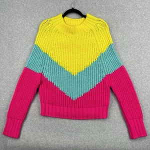 Essentiel Antwerp Rainbow Wavinci Sweater Womens Sz L Wool Blend Italy Y2K Pink - Picture 1 of 9