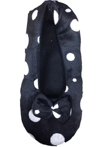 Ladies Tootsies Ballerina Slippers SK818 Black Spot - Foto 1 di 1