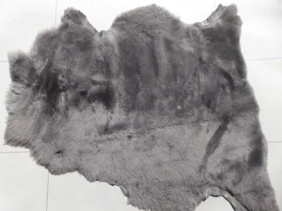 sheepskin shearling leather hide Dark Grey Dense Super Silky Hair w/suede back - Image 1 of 4