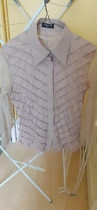 Beige unique ribbon and mesh blouse size 14/16 party perfect - Picture 1 of 3