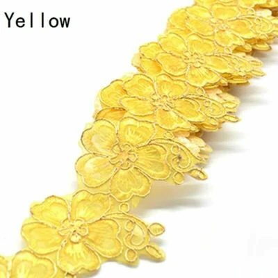 1 Yard Lace Floral Trim Edging DIY Wedding Decor Ribbon Iron Sew 4cm Width Craft - Image 1 of 4