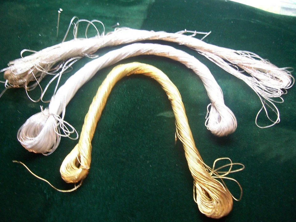 3 Skeins Of Metallic Silver & Gold Thread For Christmas Decoration Craft Tassels - Image 1 of 4