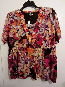 CROFT & BARROW women plus size 2X SS stretch shirt w/liner FLORAL print EUC#1588 - Picture 1 of 6
