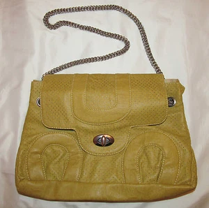 BIG BUDDHA perforated butterscotch vegan slide chainmail strap shoulder hand bag - Picture 1 of 8