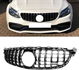 Glossy Black Grille fits for Mercedes Benz C63 C63S 2015-2018 GTR Look Mesh - Picture 1 of 5