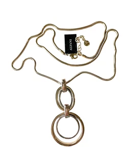 NWT Alfani Two-Tone Gold and Silver Open Hoop Link Pendant 32" Necklace - Picture 1 of 5