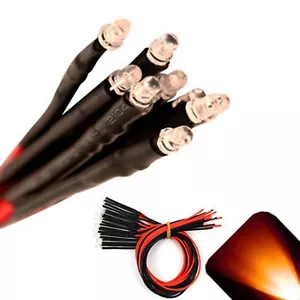 20 x Pre wired 6v 3mm Amber Orange LEDs Prewired 6 volt DC LED Light 3v 4v 5v - Picture 1 of 2