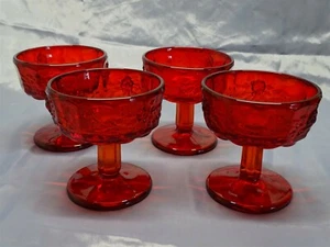 Westmoreland USA Paneled Grape Set of 4 Ruby Sherbet / Champagnes - Picture 1 of 3