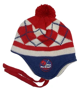 Winnipeg Jets Pom/Ties Argyle Knit Hat - Osfa - Picture 1 of 2