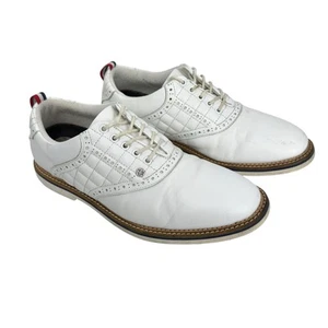 G/FORE G4 gesteppter Saddle Gallivanter schneeweißes Leder Gold Schuh Herren Größe 11,5 - Bild 1 von 14